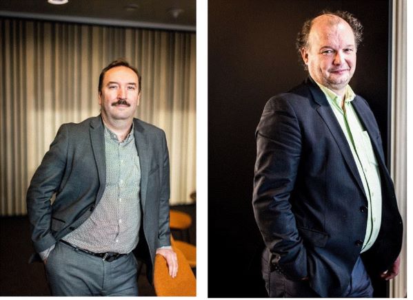 Mickaël Daubie, Directeur général du Service des soins de santé (à gauche) et Tom Verdonck,Directeur général du Service du contrôle administratif (à droite)/  Mickaël Daubie directeur-generaal van de Dienst voor geneeskundige verzorging (links) en Tom Verdonck directeur-generaal van de Dienst voor administratieve controle (rechts)