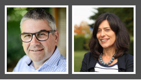 Dr Gert Huysmans, Président de Palliatieve zorg Vlaanderen, Secrétaire de l'EAPC (European Association for Palliative Care) et Christine De Cafmeyer, sociologue, Directrice de Palliatieve zorg Vlaanderen.