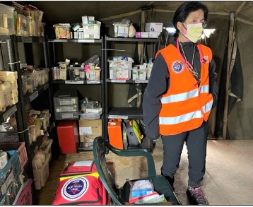 Intérieur d'une tente médicalisée